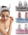 Bandeau de maquillage lapin pelucheux (3 pièces)