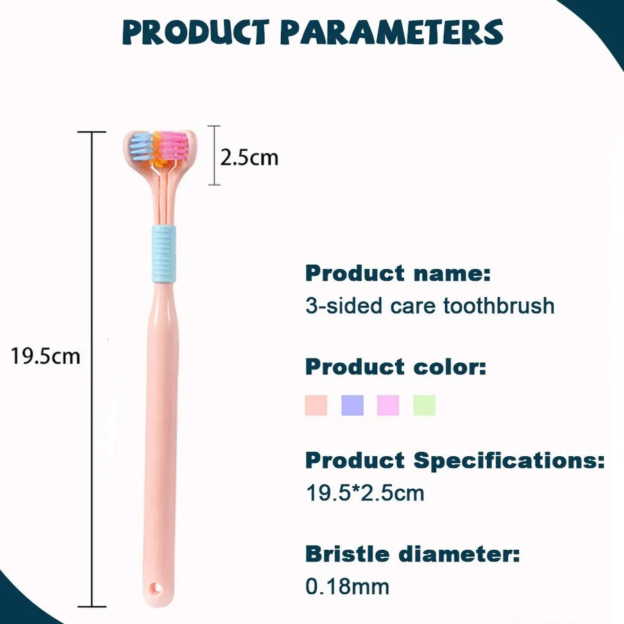 Brosse à dents stéréo 3D à trois côtés pour adultes, cheveux ultra fins et doux, grattoir à langue, livres profonds, santé, soins bucco-dentaires