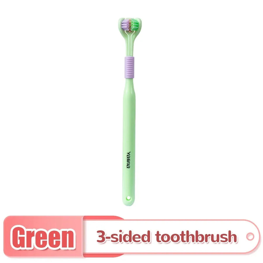 Brosse à dents stéréo 3D à trois côtés pour adultes, cheveux ultra fins et doux, grattoir à langue, livres profonds, santé, soins bucco-dentaires